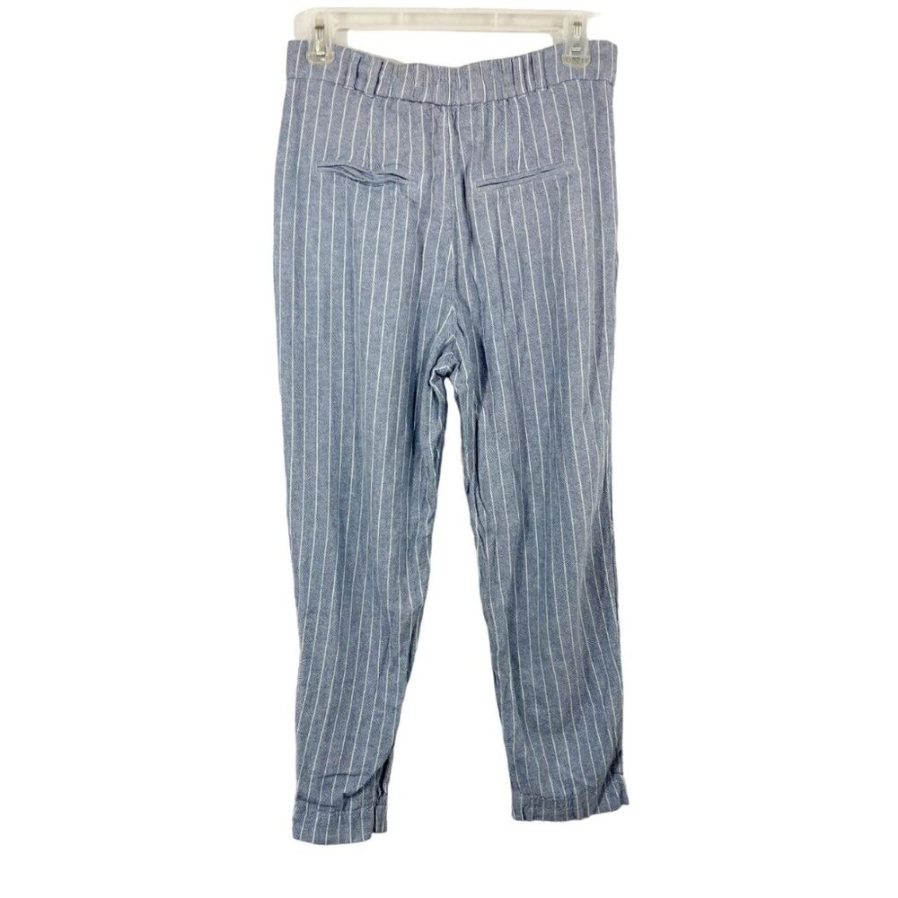 Abercrombie & Fitch Blue White Striped Linen Pants Business Casual - Size Small - Picture 2 of 8